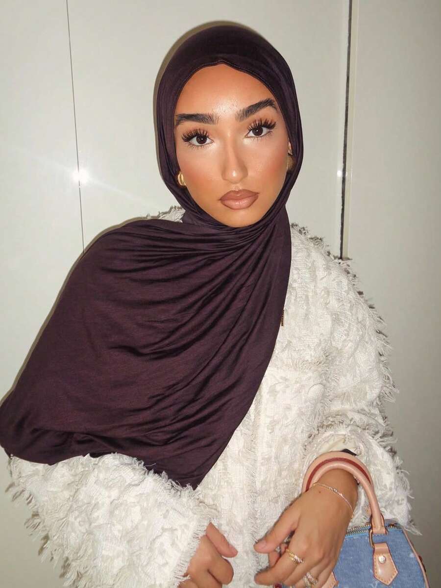 1 件针织头巾 170*60 厘米，经典纯色，舒适透气长头巾、披肩、围巾，采用柔软莫代尔面料制成，优雅丝滑莫代尔长头巾，适合穆斯林日常使用