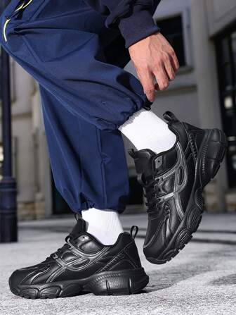 1 Pair Unisex Sports Pattern Mesh Patchwork Sneakers, Fitness Gym Vintage Chunky Thick Sole Chunky Sneakers, Breathable Lightweight Casual Running Shoes For Women