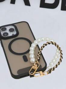 Cordón para teléfono de muñeca con perlas, correa de repuesto para bolso estilo Ins, cadena para bolso en negro, rojo, blanco