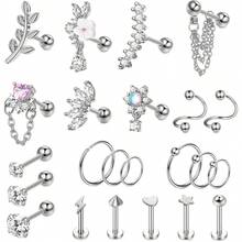 Milacolato Earrings For Women 16G - Conch Helix Tragus Earrings Piercing Jewelry Hypoallergenic Surgical Stainless Steel Cartilage Flat Back Stud Earring Push In Nose Studs Labret Jewelry - Nhiều màu - Xem 15