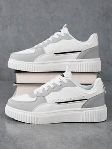 男女通用帆布运动鞋，男女休闲鞋，多功能运动鞋 - 灰色 - 查看 4