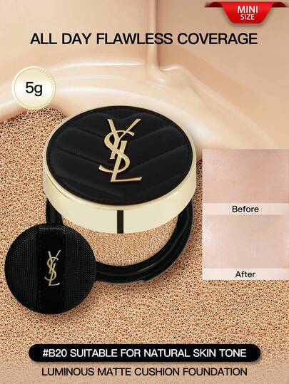 Yves Saint Laurent YSL 光采凝露高遮瑕气垫粉底液，自然光泽，高遮瑕，持久保湿，SPF 23/ PA++，B10 5克[迷你装]