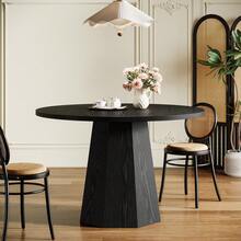 Tribesigns Petite table de salle à manger ronde noire de 118 cm avec piédestal incliné robuste, meuble moderne pour salle à manger, salon - Noir - Voir 5
