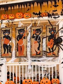 4 piezas de pinturas colgantes decorativas para fiesta de Halloween, pinturas colgantes de tela para decoración festiva, pinturas colgantes para fondo de pasillo, pinturas decorativas de Halloween, decoración de arte de pared