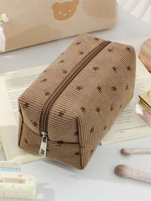 1 PC Brown Floral Octagon Bag Make Up Bag, Fashionable And Casual Large Capacity Portable Zipper Makeup Bags, Travel And Vacation Essentials Cosmetic Bags For Sanitary Napkins, Pouch Pads, Wired Earphones, Earpods, Headphones, Charger, Lipsticks, Cosmetics, Perfume, Skin Care And Beauty Products, Home Decor, School Girls, Keys, Holiday Gifts Makeup Travel Toiletry Organizer Essential, Christmas Gifts, Pouch, Travel, Pouch, Clutch / Small Handbag, Makeup Organizer, Pouch, Brush Holder, Mini Pouch, Large Capacity Pouch,Gifts For Women,Christmas Gifts,Gift Ideas For Women