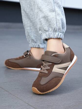 1 Pair Kids' Sports Shoes, Running Shoes, Casual Sneakers, Comfortable & Durable Low-Top Contrast Color Casual Shoes For School, All Season