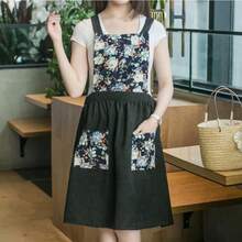 FWQGQEG Vintage Ladies Aprons, Pinafore Apron Dress For Women Girls, Cute Floral Slim Aprons Chef Aprons, Gift For Women - 黑色 - 查看 2
