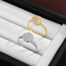 1pc Geometric Cylinder Design Cubic Zirconia Women Ring