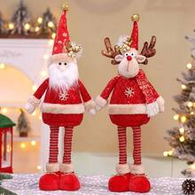 Weihnachtsdekoration, schöne rote Streckpuppe Weihnachtsdekoration Ornament Cartoon Stoff Schneemann Elch Weihnachtsmann Festival DIY Dekoration - Verschiedenfarbig - Übersicht 5