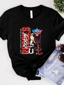 180g Pure Cotton Cody Rhodes Corner Ropes The American Nightmare Shirt VN614 Fashion Stylish Graphic Unisex Soft Breathable Streetwear Designer Clothes Versatile Slightly Casual Men Print Round Neck Short Sleeve Top For Everyday Wear Stretched Comfortable Summer For Women - Black - View 2