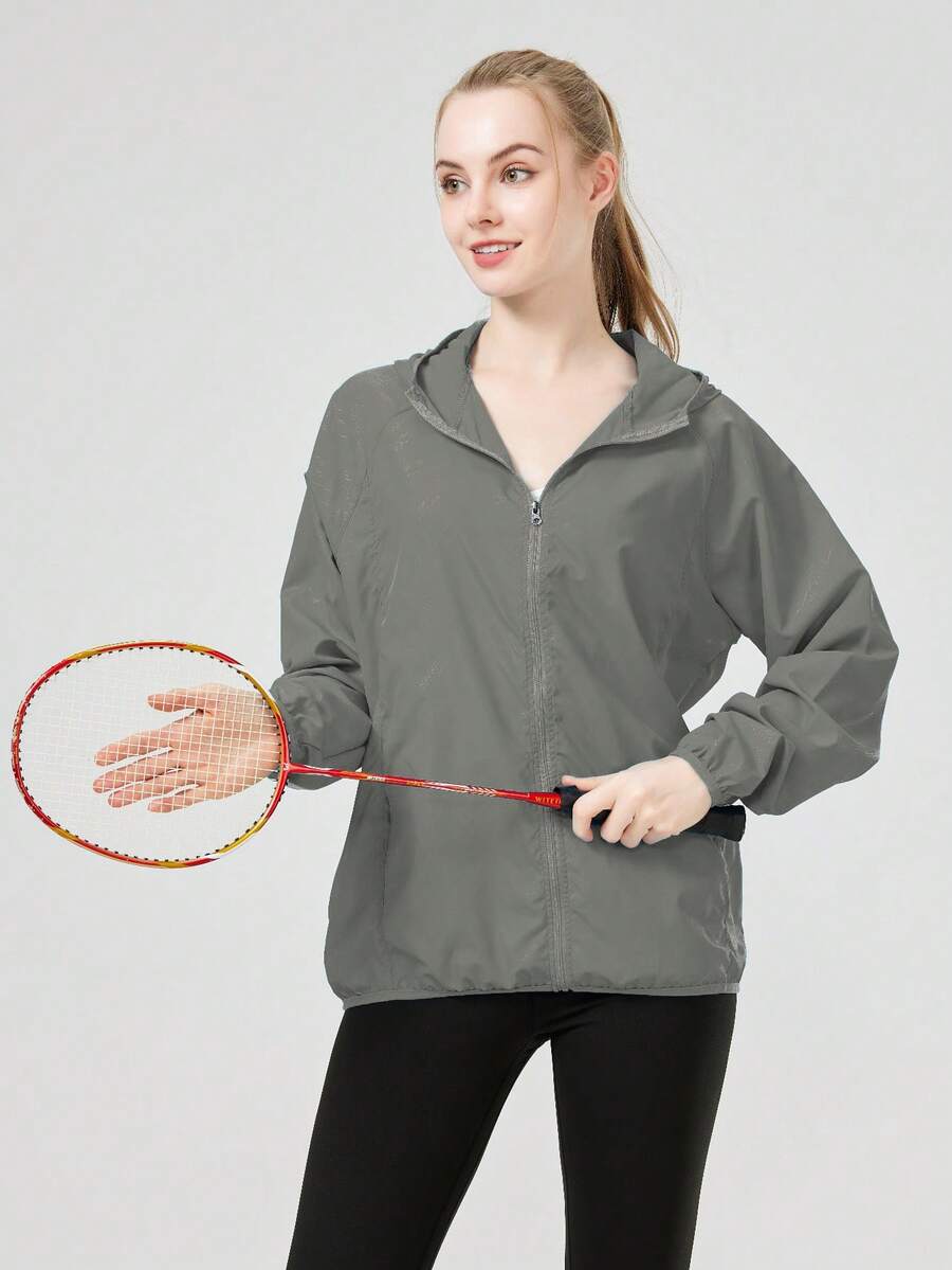 1 chiếc áo khoác nữ siêu mỏng, áo khoác thường ngày, áo khoác dáng dài, áo khoác thể thao dài tay màu đen, áo tay dài, áo khoác màu trơn, kèm túi đựng, thích hợp cho mùa xuân, hè, thu.