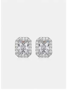 rainonme 0.5CT*2 Post Princess Cut Moissanite Stud Earrings For Women Blingbling Elegant Party S925 Earrings All Seasons Fashionable Classic Wedding Jewelry, High-Quality Women's Jewelry, Ideal Choice For Daily Wear And Vacation, Engagement Wedding Anniversary Birthday Christmas Gifts Special Occasions Day Gift, Sparkling Gorgeous Jewelry, Graduation Seasons Gifts, 2025 Summer Beach Vacation Style Jewelry - 0.5ct*2 - View 5