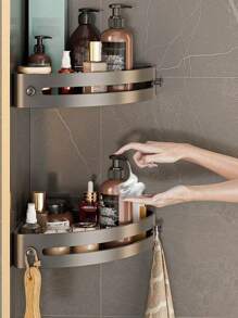 3 件转角淋浴架，PP 材质浴室储物架，室内淋浴架，淋浴壁挂式洗发水架，厨房和浴室储物盒，节省空间的三角转角架 - 壁挂式浴室洗发水、沐浴露和化妆品收纳盒 - 易于安装，防滑设计，浴室配件 - 黑色 - 查看 8