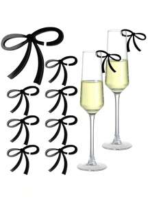 Elegant Bow Wine Glass Decor, Easily Create Romantic, Elegant And Dreamy Scenes, Brighten Your Dining Table And Parties, Convey Love And Warmth, Suitable For Various Celebration Occasions, Recommended For Holiday Decorations. Bow Wine Glass Decor Is Applicable For Weddings, Birthdays, Mother's Day, Easter, Graduation Parties, All Kinds Of Celebrations, Halloween And Christmas Party Supplies. - Multicolor - View 6