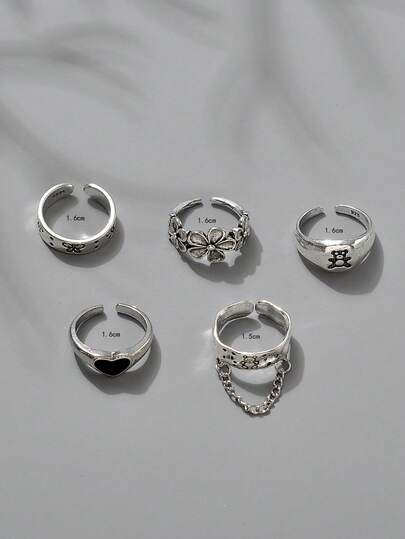 5 件套心形装饰戒指情人节、妈妈、母亲、母亲节、礼物