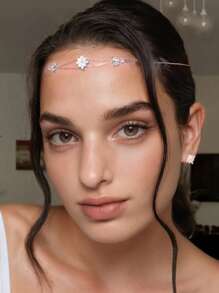 波西米亚风头链金色亮片头饰链多层新娘头饰珠宝节日万圣节婚礼发饰女士发藤链