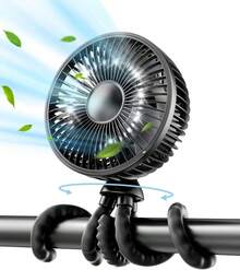 Gaiatop Ventilador oscilante para cochecito de bebé, luz LED nocturna, 4 velocidades, recargable, rotación de 360 ° , con clip, pequeños ventiladores portátiles para asiento de coche, cuna, viajes - rosa - Ver 1