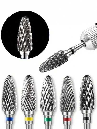 1/2/5pcs Tungsten Steel Professional Nail Drill Bits, Suitable For Nail Gel Removal, Manicure Tools, Electric Nail File Accessories
