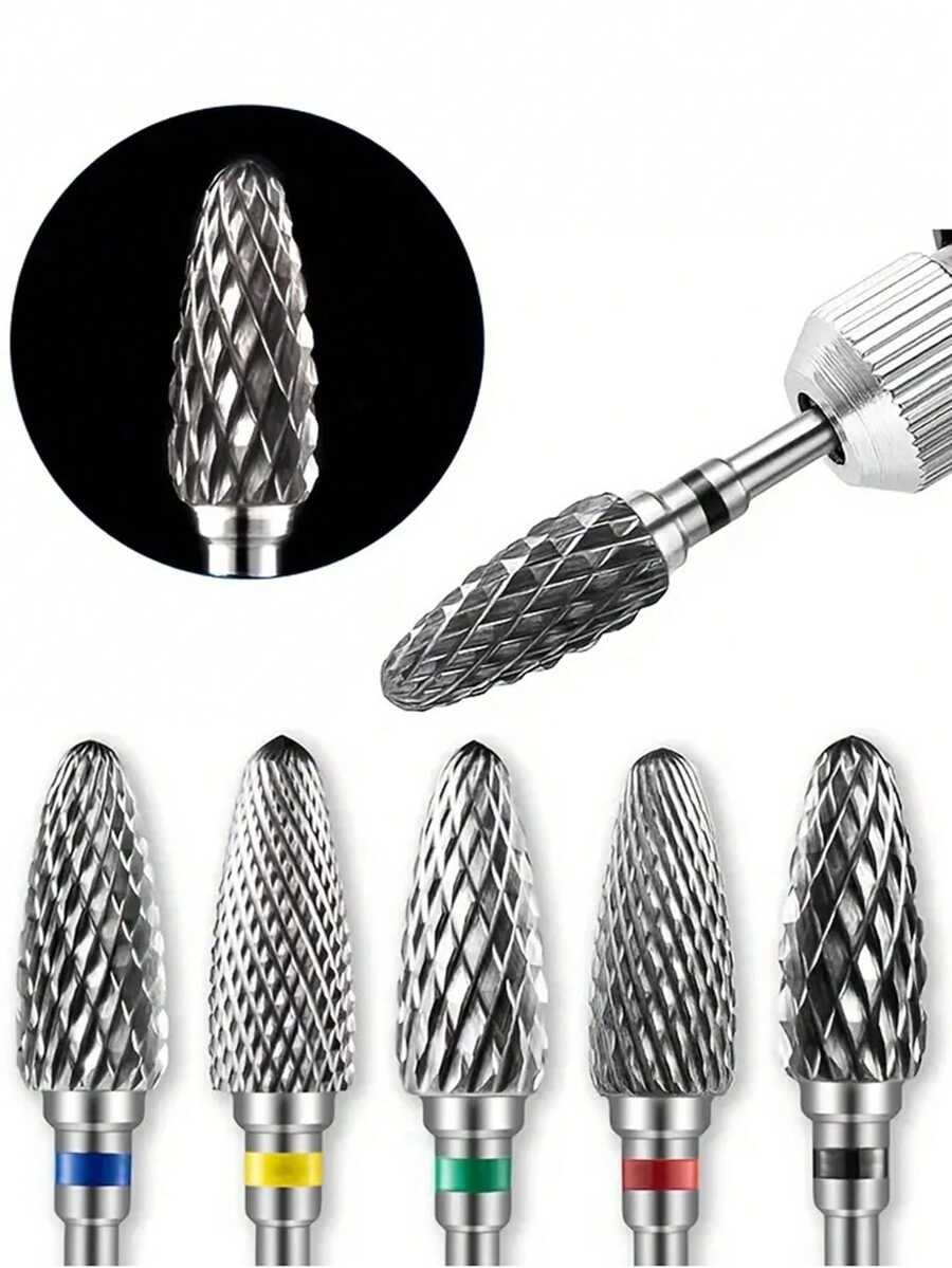 Brocas profissionais de aço tungstênio para unhas (1/2/5 peças), adequadas para remoção de gel, ferramentas de manicure e acessórios para lixa elétrica de unhas.