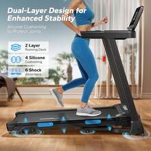 MERACH Foldable Treadmill With Incline, 7.5MPH Quiet Treadmills For Home With Double Deck Technology, 4 Silicone Shock Cushion, Heart Rate Monitoring,16.5" Wider Belt, APP, 15%Auto Incline - 美規A型插(110-127V) - 查看 8