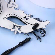 JewelryWe Jewelry Masquerade Mask Mask With Stick Venetian Lace Eye Mask Lace Mask Face Costume For Halloween Carnival Party Cosplay - Black - View 7