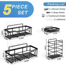 1pc Heavy-Duty 304 Stainless Steel Bathroom Shelf Set - 16'' No-Drill Shower Caddy & Bathtub Organizer, Rustproof Wall Mounted Storage Shelf With Adjustable Levelers, Large Capacity Water-Resistant Over-The-Tub Spa Decor For Bath/Tile/Wall - Multicolor - View 11