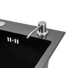 YUNRUX Kitchen Sink, Built-In Sink, Kitchen Faucet, Sink With Draining Board + Detergent Dispenser, Black, 50 X 45 X 20 Cm - Black - View 9