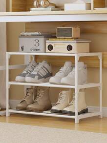 2 层节省空间的鞋架 - 耐用的金属和塑料多功能储物架，用于存放鞋子、靴子、珠宝、手表 - 坚固紧凑的设计，适用于入口、壁橱、小空间、鞋子收纳整理器 1 件多层鞋架、床下鞋架、鞋子收纳架、易于存放和整理家用鞋子、多功能储物架、节省空间的鞋架、大容量车库鞋架，适用于卧室、走廊，可容纳 2 双大鞋或 3 双小鞋