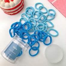 50 件无缝发带套装 - 女士柔软防滑弹力发带、日常马尾辫固定器、夏季发饰散装，适合健身房、瑜伽、沙滩派对（粉色）、马尾辫固定器、发圈、发橡皮筋、发绳 - 藍色[罐裝] - 查看 1