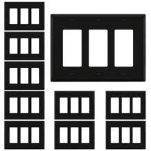 5/10 件壁挂面板灯开关盖，款式多样，纯色，黑色，壁挂面板灯开关插座盖，坚固耐用 - 黑色 - 查看 14