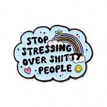 可爱“别再为 TY PEOPLE 而烦恼”珐琅别针胸针松针翻领别针徽章背包服装配饰珠宝礼品 - NR12256 - 查看 3