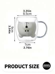 Joivida 1pc, Cup Coffee Cartoon Kitten Glass Coffee Mug, Double-Walled Espresso Coffee Cups, Heat Insulated Water Cups, Cute Kawaii Cat Drinkware, Birthday Gifts Back To School
