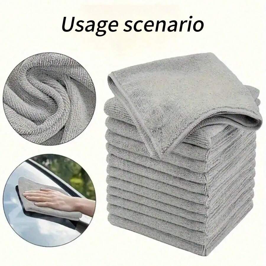 Bộ 10/5/1 khăn lau siêu thấm hút bằng sợi microfiber, màu ngẫu nhiên - Khăn dày, nhanh khô làm từ sợi than tre, khăn lau kính, thích hợp cho các cửa hàng sửa chữa ô tô, khách sạn, nhà hàng. - màu đen - Xem 1