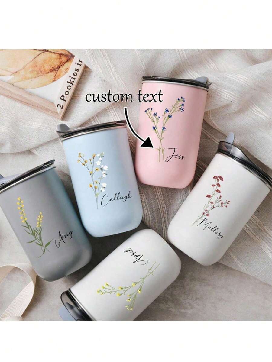 1pc Custom Stainless Steel Travel Mug - Double Insulated Coffee Mug With Personalised Name Option, Cold Drink Mug | Elegant Mist Finish | Double Insulated, Coffee Mug, ,Reusable,Multi-Functional,Ornamental,Stylish,Exquisite,High-Quality,Custom,Personalized,Unique,Ideal Gifts For Him,Ideal Gifts For Her,Her,Boyfriend,Girlfriend,Dad,Mom,Family,Friends,Son,Daughter,School Students,Workers,Kids,Office,Tea Room,School,Home