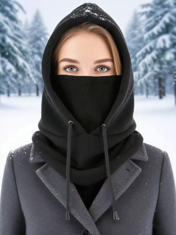 1 Stück Winter eleganter vielseitiger Doppellagen-Kaschmir Zugband Balaclava Mütze, windundurchlässige Ski-Gesichtsmaske, einfarbiger Fahrrad-Nackenwärmer für Outdoor-Radfahren, Angeln, Laufen, Rennen, Sport, Wandern und täglichen Gebrauch, unisex Herbst Accessoire