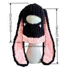 1 件女式多色超大兔耳帽，温暖厚针织帽，可爱百搭，适合日常、休闲、派对场合滑雪面具情人节 - 口罩款 - 查看 7