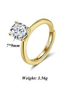1pc Sophisticated 925 Sterling Silver Eternity Ring With Sparkling Oval-Cut Zirconia, Chic And Modern Piece Featuring A Stunning Oval-Cut Zirconia In High-Quality 925 Sterling Silver, Its Sleek Design And Brilliant Sparkle Make It A Versatile Accessory For Casual Or Formal Events, Adding Elegance To Every Outfit - Multicolor - View 17