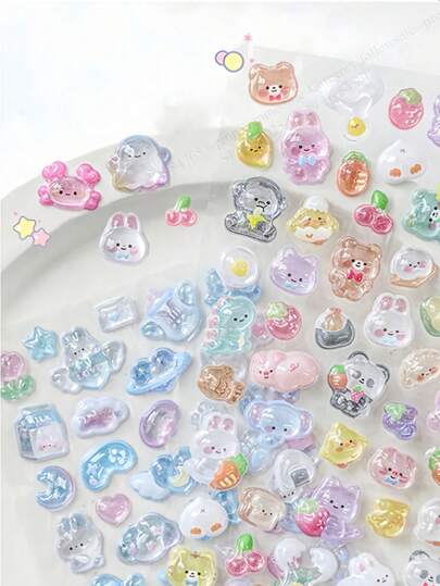 Naklejki 3D z motywem kreskówek, naklejki ze zwierzętami, planowanie albumów ze zdjęciami, można używać do ozdabiania zeszytów, komputerów, etui na telefony komórkowe, butelek na wodę, piórników, trójwymiarowe wzory z małymi zwierzętami, odpowiednie do nauki, biura i domu