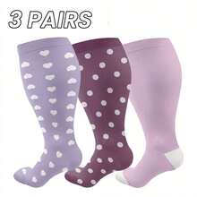 1/3 双装女士特大号压缩袜，防滑、柔软透气，适合日常穿着、办公、健身、运动，舒适透气。 - 彩色 - 查看 10