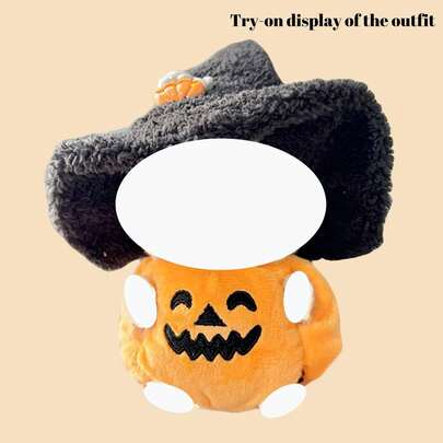 Roupas para boneca de 17 cm (apenas roupas) – Conjunto de 2 peças: fantasia fofa de abóbora e chapéu de bruxa para um visual assustador de Halloween – Acessórios de moda feitos à mão para boneca