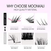 MOONKALI US Local Shipping,1Pack 24 Small Rows Manga Lashes Anime,Lashes Cluster Kit Fox Eye,Natural Eyelashes,Short False Eyelashes,Creating Charming Eye Makeup Black Individual Cluster False Eyelashes,5ml Glue Bond&Seal,Makeup Tweezer,Essential Makeup Items For Holiday Stage Gatherings - 黑色 - 查看 3