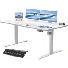 JUMMICO Scrivania Regolabile In Altezza Scrivania Regolabile Electrical Conart Panel Da Caricatore USB Scrivania In Piedi Con Funzioni Di Memoria Standing De140 X 60 Cm Bianco - 比安卡 - 查看 1