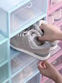 12 cajas transparentes apilables para guardar zapatos organizador closet almacenamiento calzado entrada diseño moderno práctico fácil limpiar resistente apilable gran capacidad - Multicolor - Ver 2