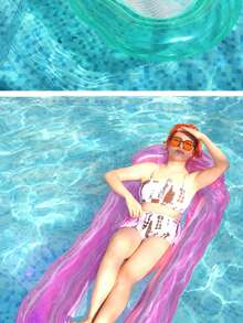 1pc Thickened New Inflatable Water Lounge Chair Foldable, Easy To Carry For Adults With Mesh Floating Bed And Water Swimming Ring, Enjoy Holiday Sunshine Inflatable Lounge Chair - Multicolor - View 8