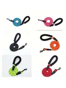 1.5m Nylon Dog Training Leash With Reflective Stripes, Strong Rope With Padded Comfortable Handle, Suitable For Medium To Large Dogs