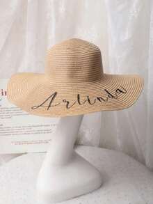 Customized Embroidered Text Sun Hat, Bachelorette Party Hat, Bridal Shower Gift, Soft Brim Beach Hat, Honeymoon Gift. A Personalized Beach Straw Hat Is A Lovely Honeymoon Gift For The Bride, Can Be A Gift For The Bridal Shower, And Can Also Be Customized With Her New "Mrs." Surname - Or Given To All Bridesmaids At A Bachelorette Party, It Will Definitely Stand Out! They Can Also Be Customized With Any Other Words/Phrases. - Multicolor - View 11