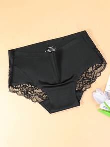 3条装女士黑色蕾丝拼接三角裤 - 黑色 - 查看 6