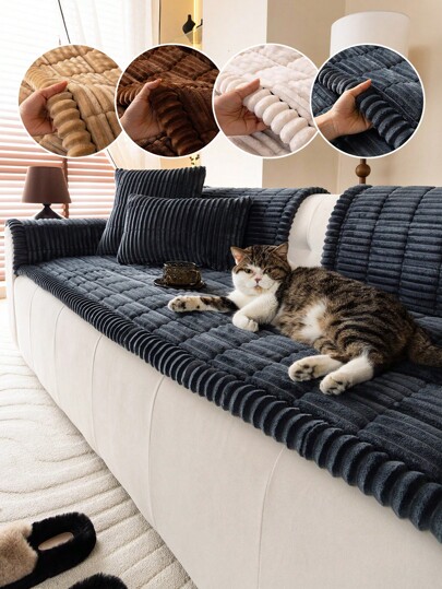 1pc Bohemian Quilted Sofa Cushion, Thick Layered Sofa Cover, Soft Comfortable Warm Pad, Pet-Friendly Sofa Protector, Home Decor, Protective Cover For 2, 3, 4 Seater Sofas And Sectional Sofas