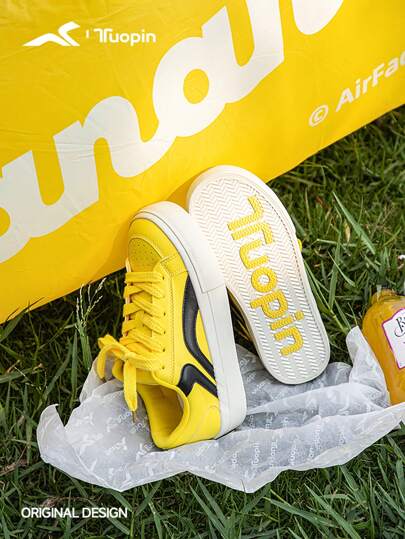 TUOPIN Tuopin Yellow Shoes Women Campus Simple Sneakers Women Street Style Low-Top Casual Shoes Breathable Basics Trainers Original Design Lace-Up Modern Fashionable