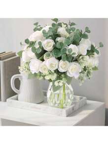1 PIEZA Ramo artificial de flores de rosa, hortensia y peonía - Regalo del Día de San Valentín, decoración de fiesta de cumpleaños, canastas de flores de boda, flores de novia, decoración para el hogar en comedores, dormitorios, alféizares de ventana, jarrones, decoraciones navideñas, jardines al aire libre, inicio del período escolar